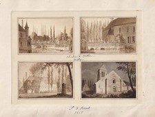 Chateau de Villers-Hellon Eglise Saint-Martin dessin drawing watercolour Braekeler