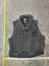 Vintage Women's Levi's Black Jean Goth Punk Vest (Large)