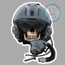 AUTOCOLLANT SKULL HEAD PILOTE DE CHASSE FIGHTER PILOT TETE DE MORT SD077