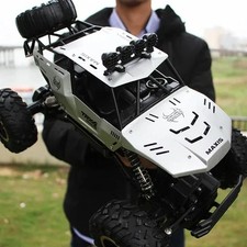 Silver Remote Control Off Road Car Toy Truck 4WD 1:12 2.4G LED Light