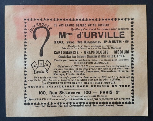 Carte visite madame urville - carte,