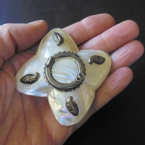 Ancien boite nacre argente - ancien,