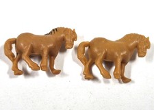 Ensemble De 2 Chevaux Miniatures Vintage – Figurines En Plastique Hong Kong – 1"