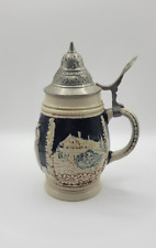 0.25cl German ceramic tin lid beer mug, Bavarian decor No. 19