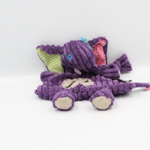 Doudou plat éléphant violet