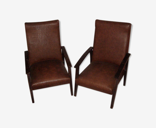 Paire fauteuils skaï de - fauteuils, en