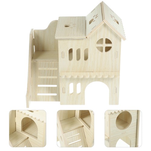 Beige wooden rat hideout - rat,