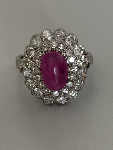 7642 bague fleur platine - 7642-,