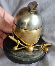 Encrier porte plume XIXème bronze argenté et doré - Casque & épées - à restaurer