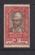 GABON, POSTAGE DUE, 1930 3f. Chocolate & Scarlet, lhm.