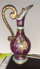 Pretty earthenware ewer by Hubert Bequet (Belgium) handmade No. 934 (Corfu) 29 cm