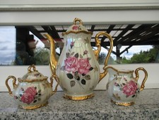 TETE DE SERVICE BAVARIA ROSES ROSES SUR FOND NACRE