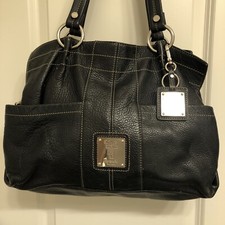 TIGNANELLO Black Dual Strap PEBBLED LEATHER Hobo TOTE Shoulder M/Lg