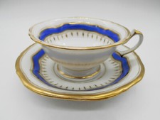 GORGEOUS WHITE / BLUE & GOLD PARIS PORCELAIN MUG & SAUCERS.