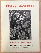 FRANS MASEREEL 1963 AFFICHE ORIGINALE LITHOGRAPHIEE GALERIE DU PASSEUR PARIS