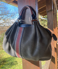 Magnifique sac à main, en cuir souple retourné " Le Tanneur ", bleu marine.