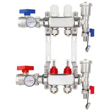 2-12 Branch Size 1/2” PEX Radiant Floor Heating Manifold Set Stainless Steel