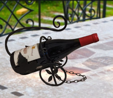 Bottle Stand Holder - Wrought Iron - Vine Leaf Decorations - Vintage 1970s