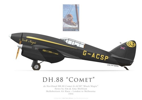 Print comet black - dh.88,