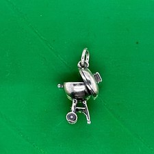 Retired James Avery 925 Silver BBQ Barbecue Grill Charm - Pendant