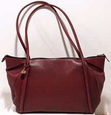Amazing 1980s DELVAUX Burgundy Red Leather Large Dbl Handle Zip-Up Belgian Purse