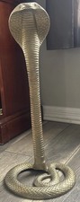 Generisch XL Large Decorative Figure Snake Cobra Metal Rattlesnake Gold Statue