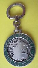 AUGIS LYON enamelled key fob, vintage, LILLE NANTES BED LINEN FACTORY