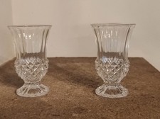 Paire de 2 petits vases anciens forme Médicis-Cristal pointes de diamant