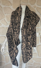 Echarpe asymétrique noire et marron avec laine neuve (li)