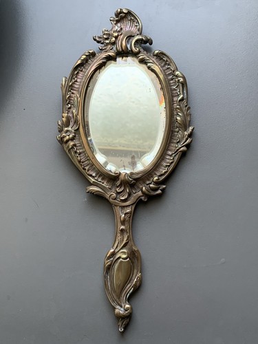 Ancien miroir main bronze - ancien, à