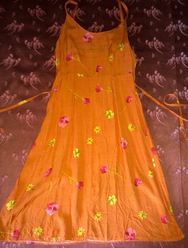 Robe orange fleurie - orange,
