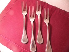 Set Of 4 Dinner Forks Jean Couzon Le Perle Stainless Steel 8 1/4"