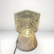 ?Vintage Geometric Minimalist Postmodern Molded Glass Alabaster Lamp