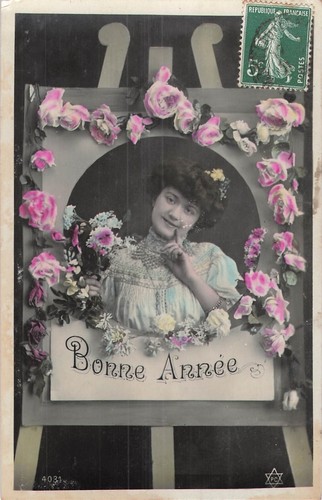 Bonne annee portrait femme - cp,