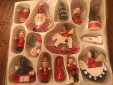 Package Of Vintage Mini Wooden Ornaments 14pc