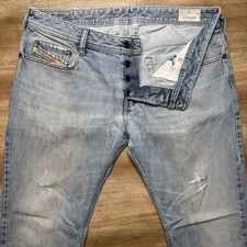 Diesel Jeans Men 36x32 Blue Zathan Bootcut Western Light Wash Distressed 0073P