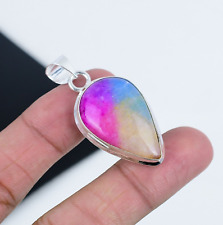 Arc-en-Ciel Solaire Quartz Pierre Précieuse Main 925 Argent Sterling Pendentif