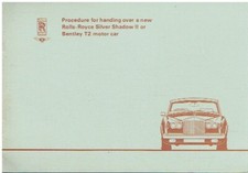 ROLLS-ROYCE S.SHADOW II/BENTLEY T2 '76 SALESMANS CAR HAND-OVER PROCEDURE BOOKLET