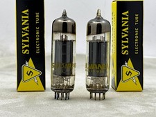 Matched Sylvania 6BQ5 EL84 NOS Power Tubes Black Plates Halo Getters Amplitrex  