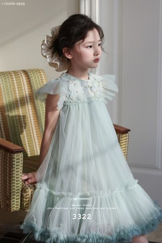 Robe fille tulle vert menthe