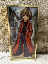 Titi Parisien Poulbot Cadre Sous Verre signee Montmartre Poulbot... Vintage