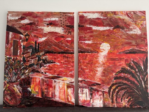 Diptyque peinture paysage