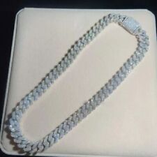 VVS1 12MMX22” Cuban Link Chain Real Moissanite 925 Sterling Silver PASS TESTER