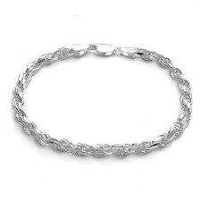 925 Sterling Silver 7" or 8" Rope Bracelet (Choose Width)