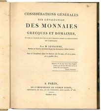 Considérations générales sur l'évaluation des monnaies grecques et romaines.