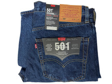 Levis 501 Mens Blue Regular Fit Straight Leg Denim Jeans Stonewash Trousers