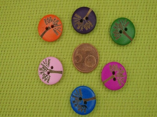 Lot boutons bois motif - 12,