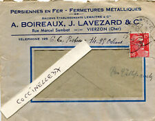 Envelope 1950 Persiennes Ets A Boireaux J Lavezard à VIERZON Rue Marcel Sembat