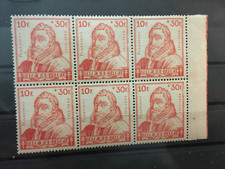 belgique 1942 cob 601 bloc de 6 neuf sans charnière