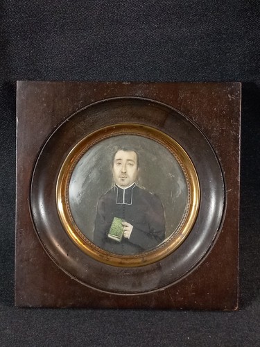 Portrait miniature prêtre - miniature,